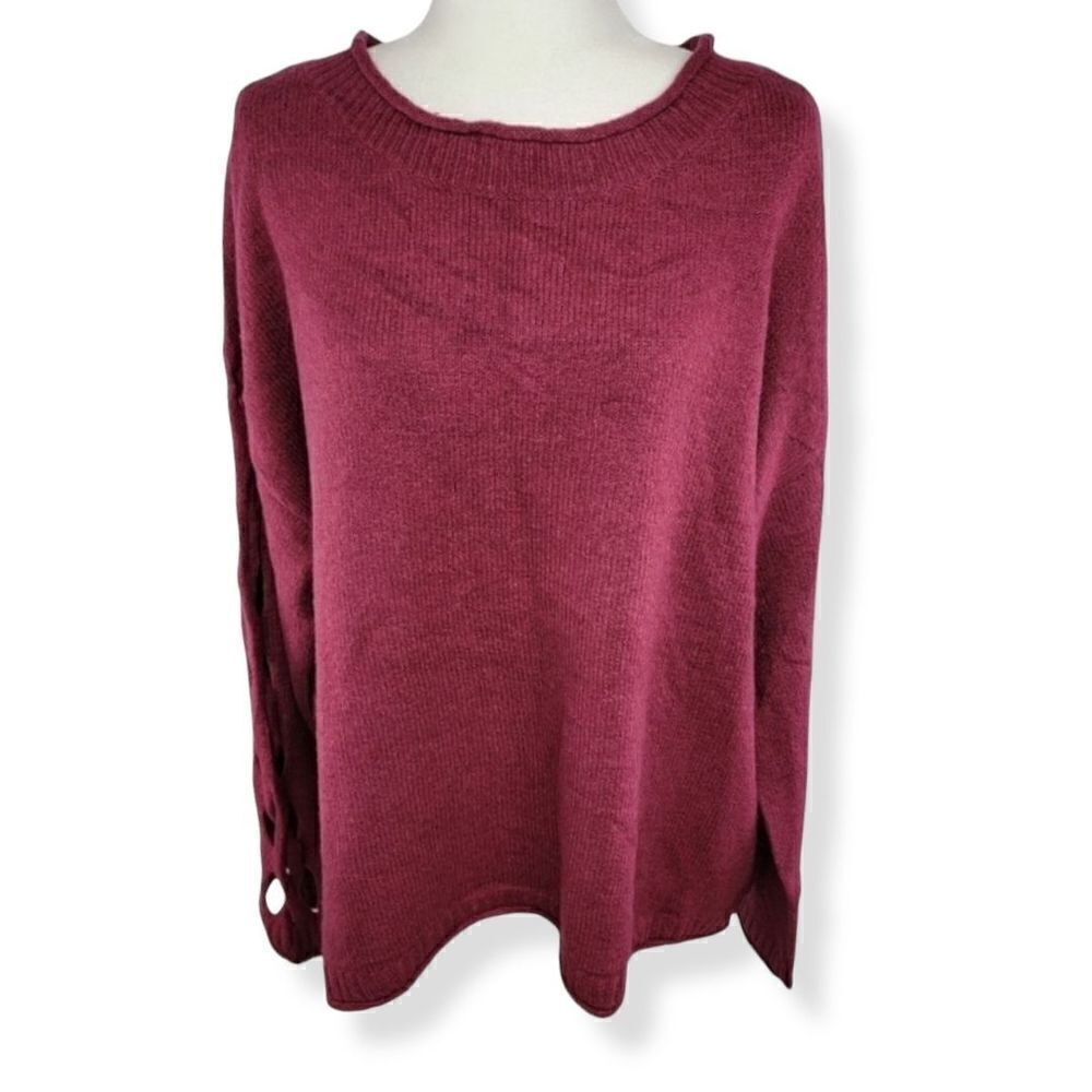 Boutique Plus Burgundy Crewneck Sweater Size 0X NWT